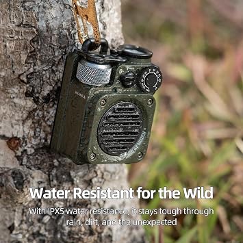 Muzen Upgraded Wild Mini 3.0 Outdoor Portable Wireless Bluetooth Speaker with FM Radio, Phone Charger/15H Playtime/IPX5 Waterproof/3 Mode Flashlight, Rugged Gear for Man Camping/Hiking/Travel(Green)