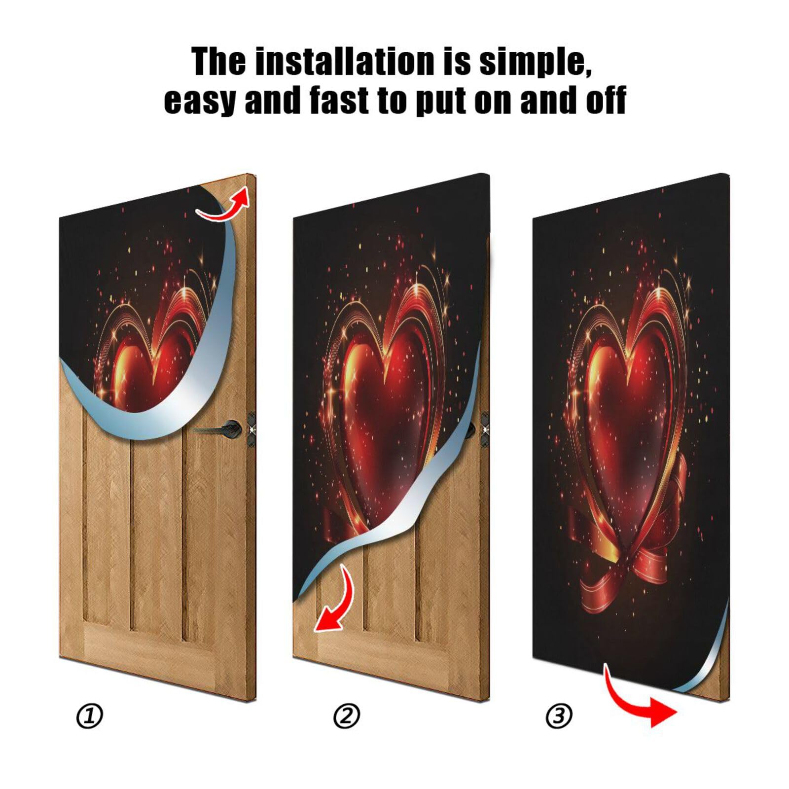 FLildon Love Pattern Valentine's Day Door Cover Decoration, Party Accessory Porch Decor for Festive Ornament Room Door Covers 32 x 79 Inch