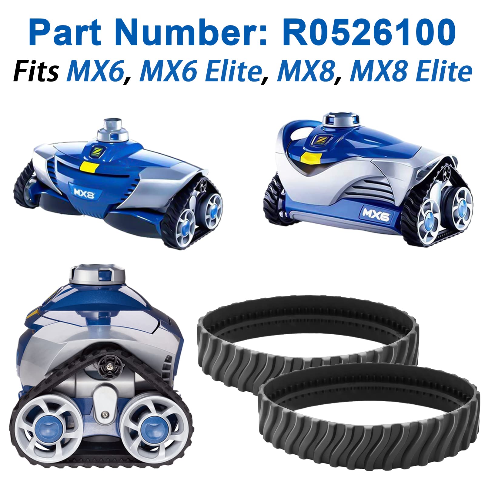 Ersatzschienen Für Zodiac Baracuda MX6/MX8 – 2 Stück, Robuste Gummireifen, R0526100