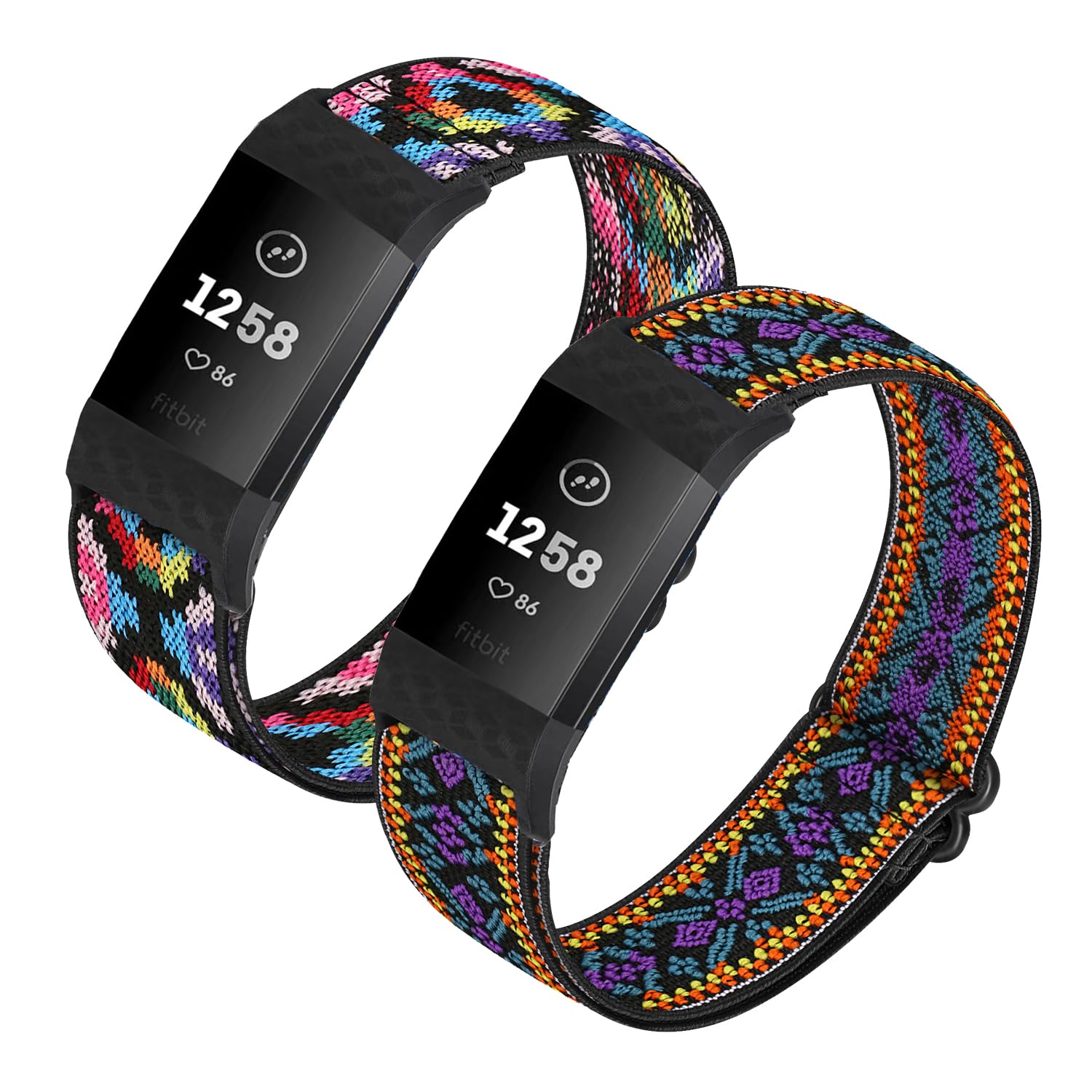 HUYIIO 2 Pack Adjustable Elastic Watch Strap Compatible with Charge 2 Straps