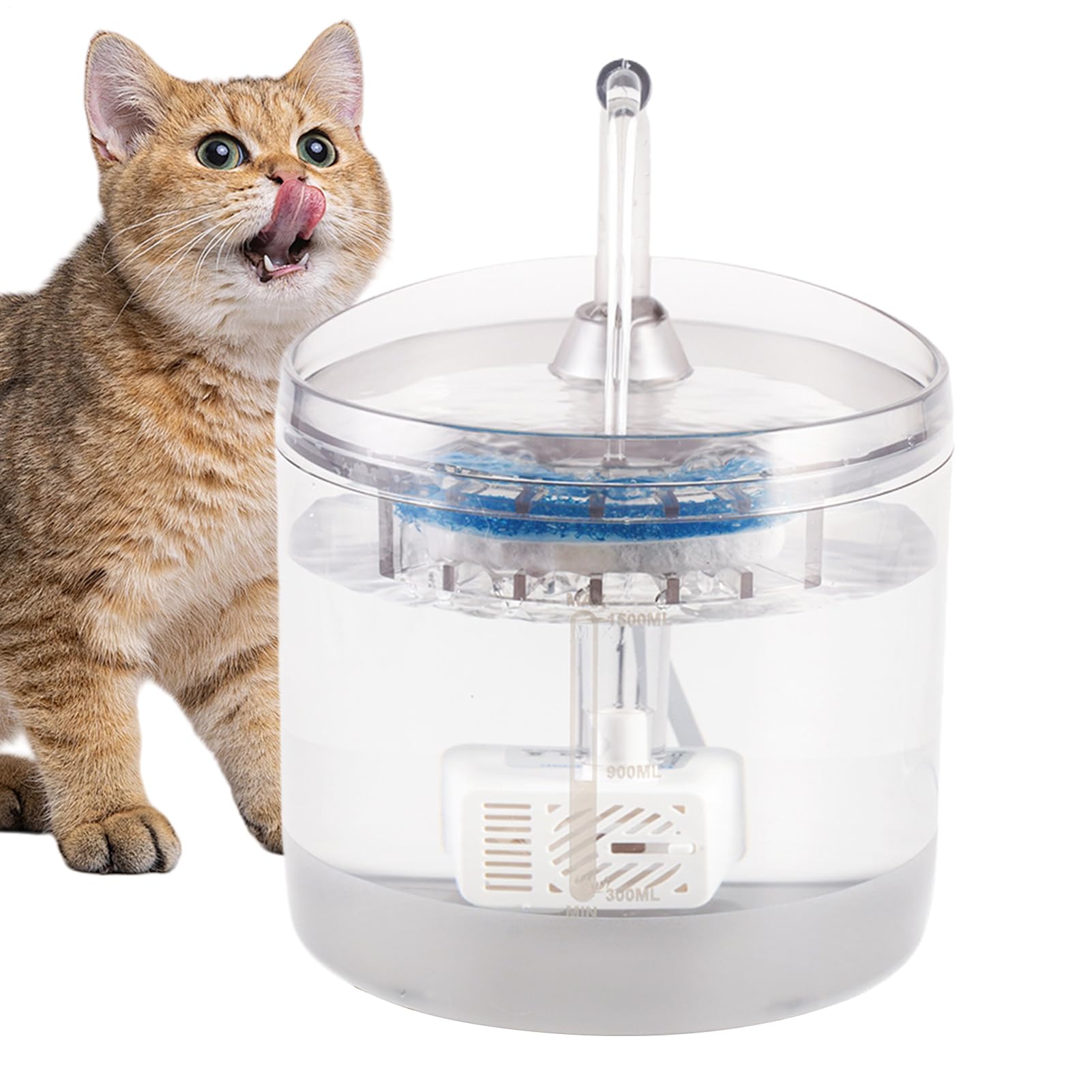 Fuente de agua para gatos transparente y bebedero eléctrico silencioso de 1.5L