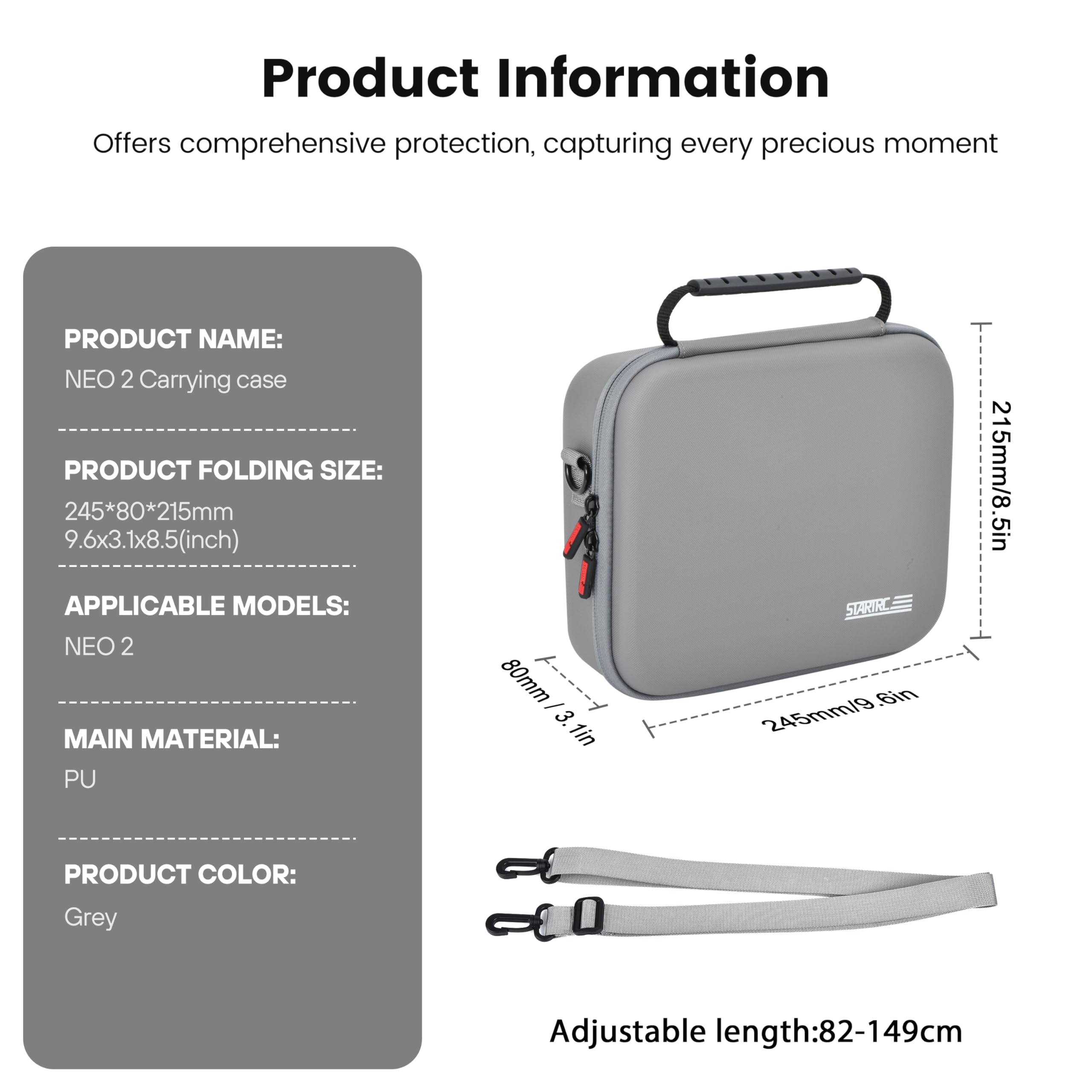 STARTRC Neo 2 Tasche, tragbare PU-Umhängetasche/Handtasche für DJI Neo 2 Drohne und Akku-Zubehör