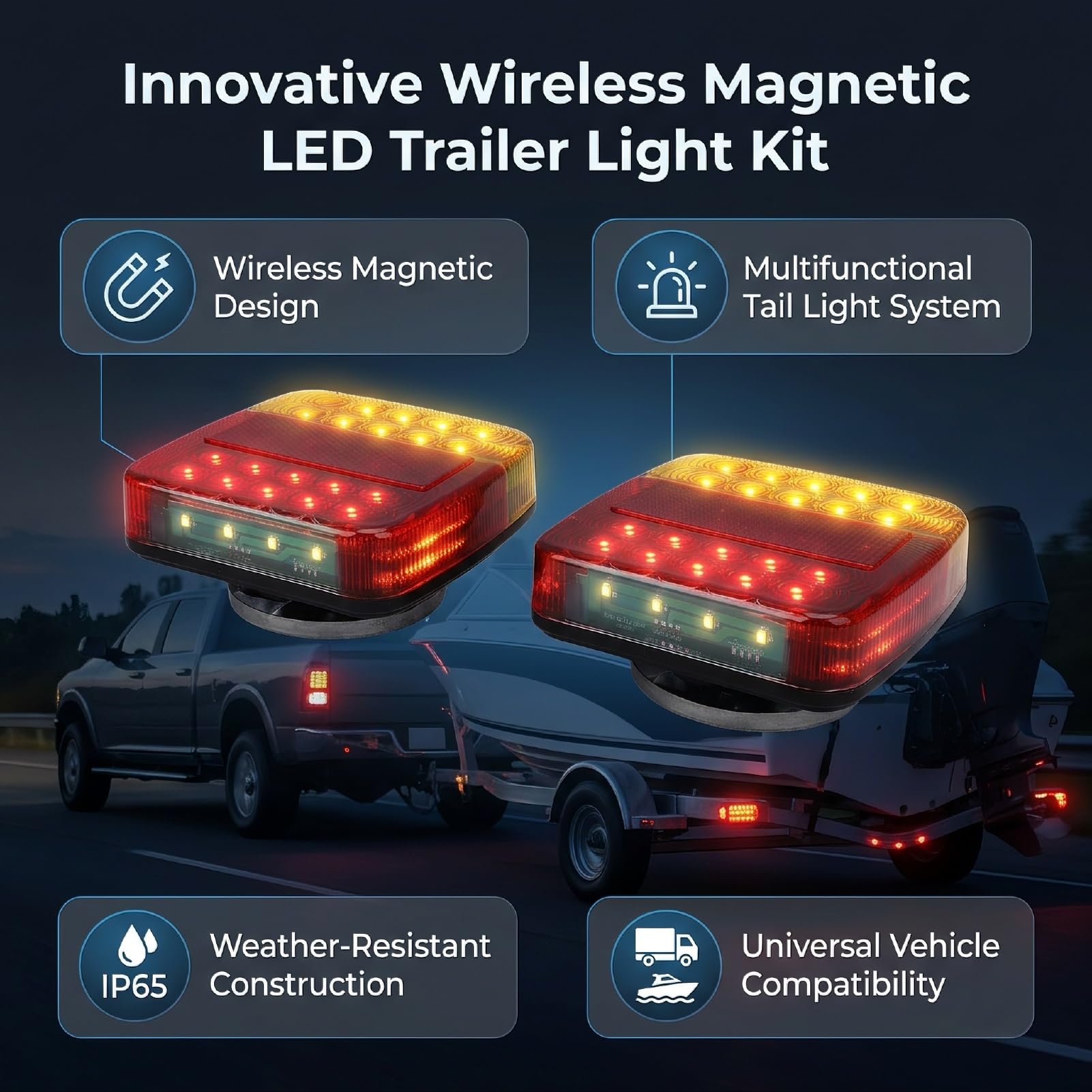 Kit Luce Rimorchio Wireless Magnetica Led Ip65 7 Pin