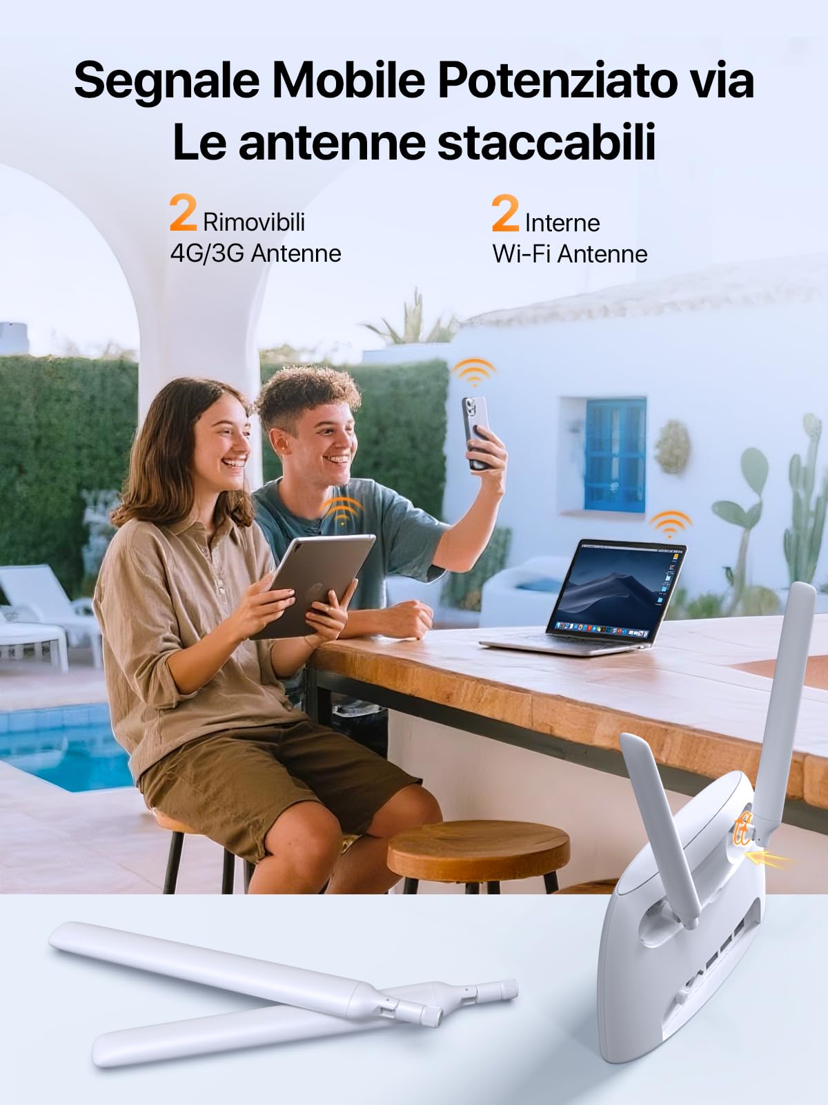 Tenda 4G06 4G VoLTE Cat4 Wireless 300Mbps Router, WiFi Router with SIM, 2 Removable Antennas, LAN/WAN Port, 4G SIM Modem, No Configuration, Plug & Play
