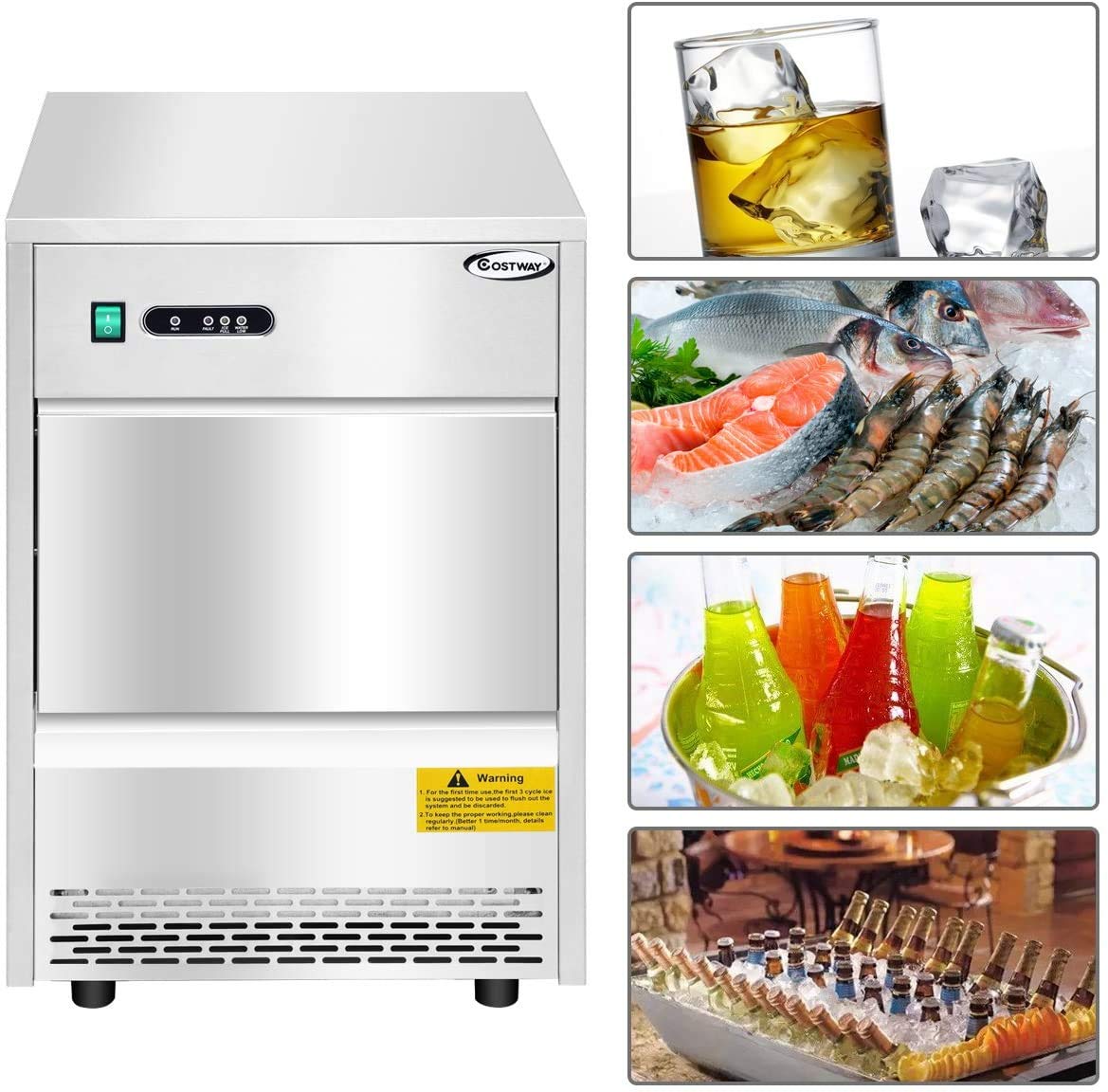 Automatic Ice Maker, Commercial And Residential Ice Maker Machine, Stainless Steel Ice Cube Machine With Ice Scoop, Quiet Operation, Freestanding Ice Maker For Hotels, Restaurants, Bars, Homes on Fridge.com - View 3