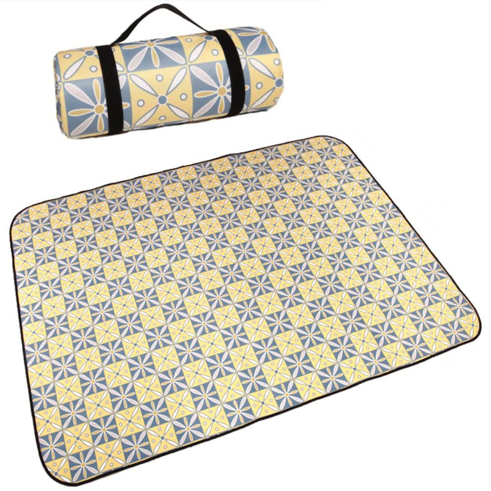 Tapis d'extérieur épaissi Couverture de Pique-Nique Familial Couverture de pelouse de Voyage de Camping Anti-Sable Grand Tapis de Couverture de Pique-Nique Pliant Lavable GrisY