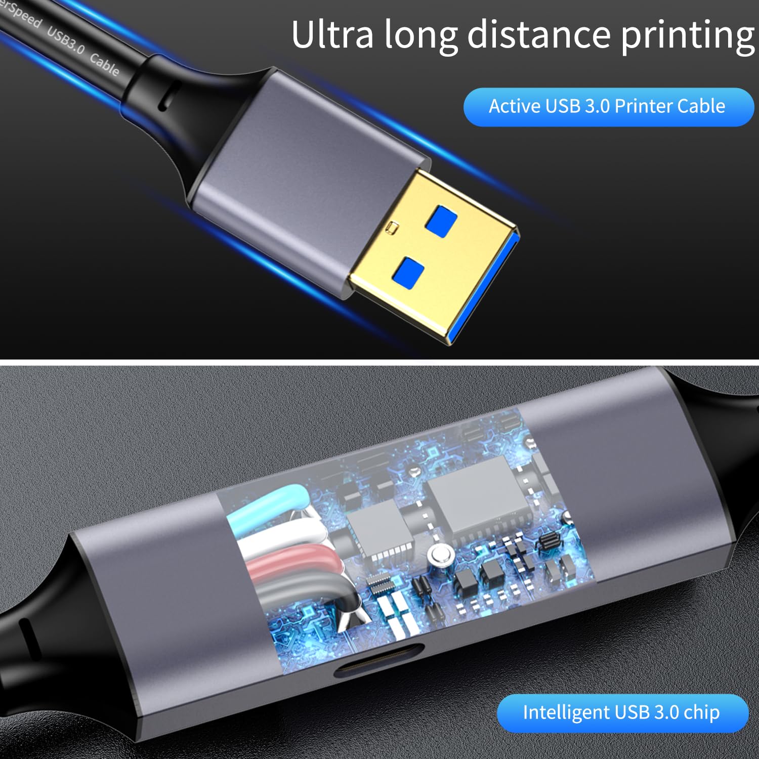 Cable de transmisión de datos USB 3.0 A a C de 20 pies, cable USB 3.0 de alta velocidad de 5 Gbps compatible con VR, Xbox, laptop, cámara, estación de acoplamiento, SSD y más