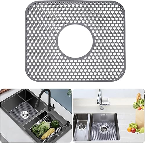 Alfombrillas de silicona para fregadero protector de fregadero de cocina protector de fregadero de silicona con drenaje central antideslizante