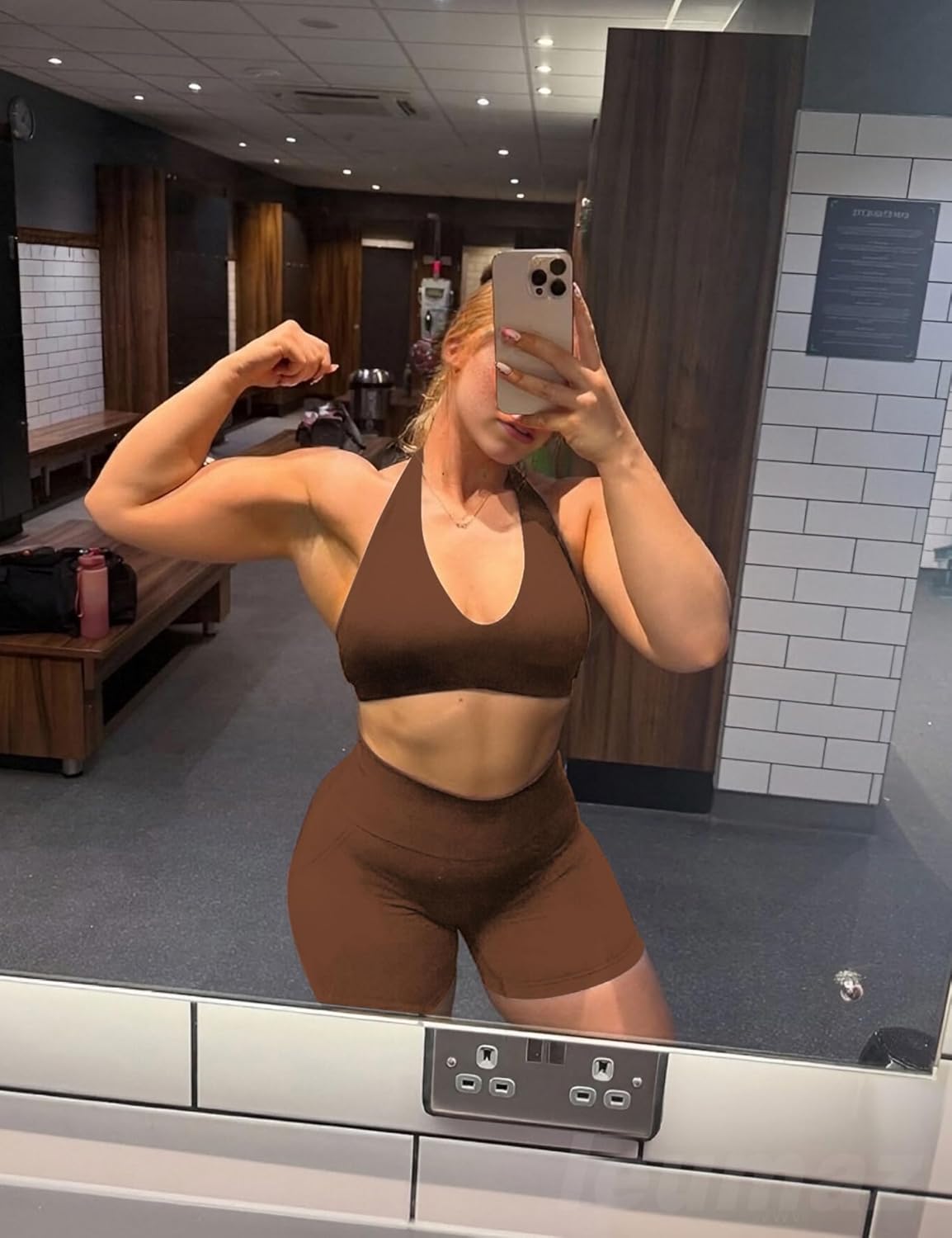 Halter Sports Bras for Women Minimal Deep V Neck Open Back Wireless Workout Gym Yoga Bra - Image 4