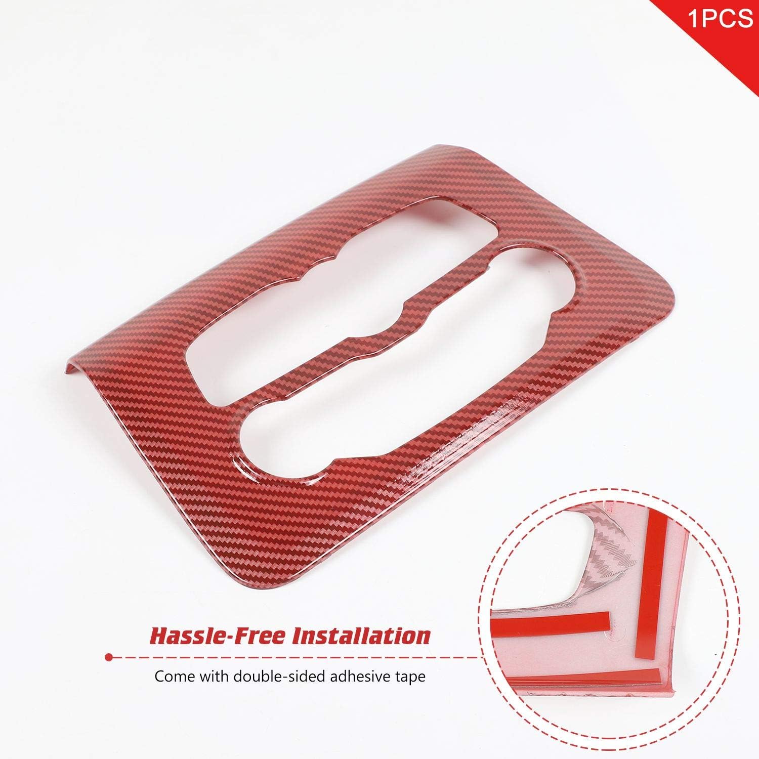 JeCar Interior Trim Air Conditioning Switch Panel Cover for Dodge Charger 2015-2020, Red Carbon Fiber