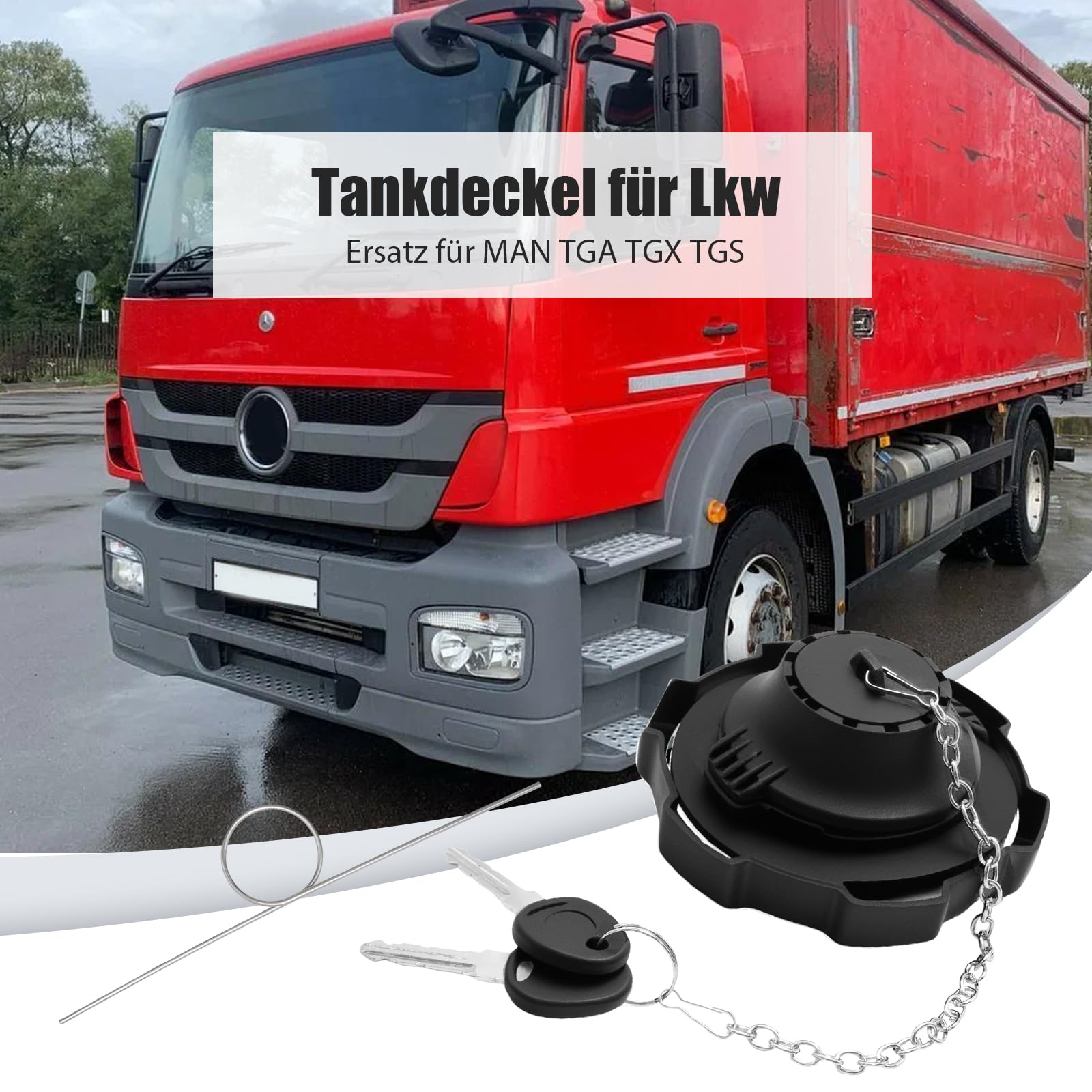 Hoypeyfiy 2534687 Pokrywa zbiornika, zamiennik dla MAN TGA TGX TGS, zamiennik dla Mercedes Actros Atego Axor, zastępuje 1697734, 81122100038, 500302656