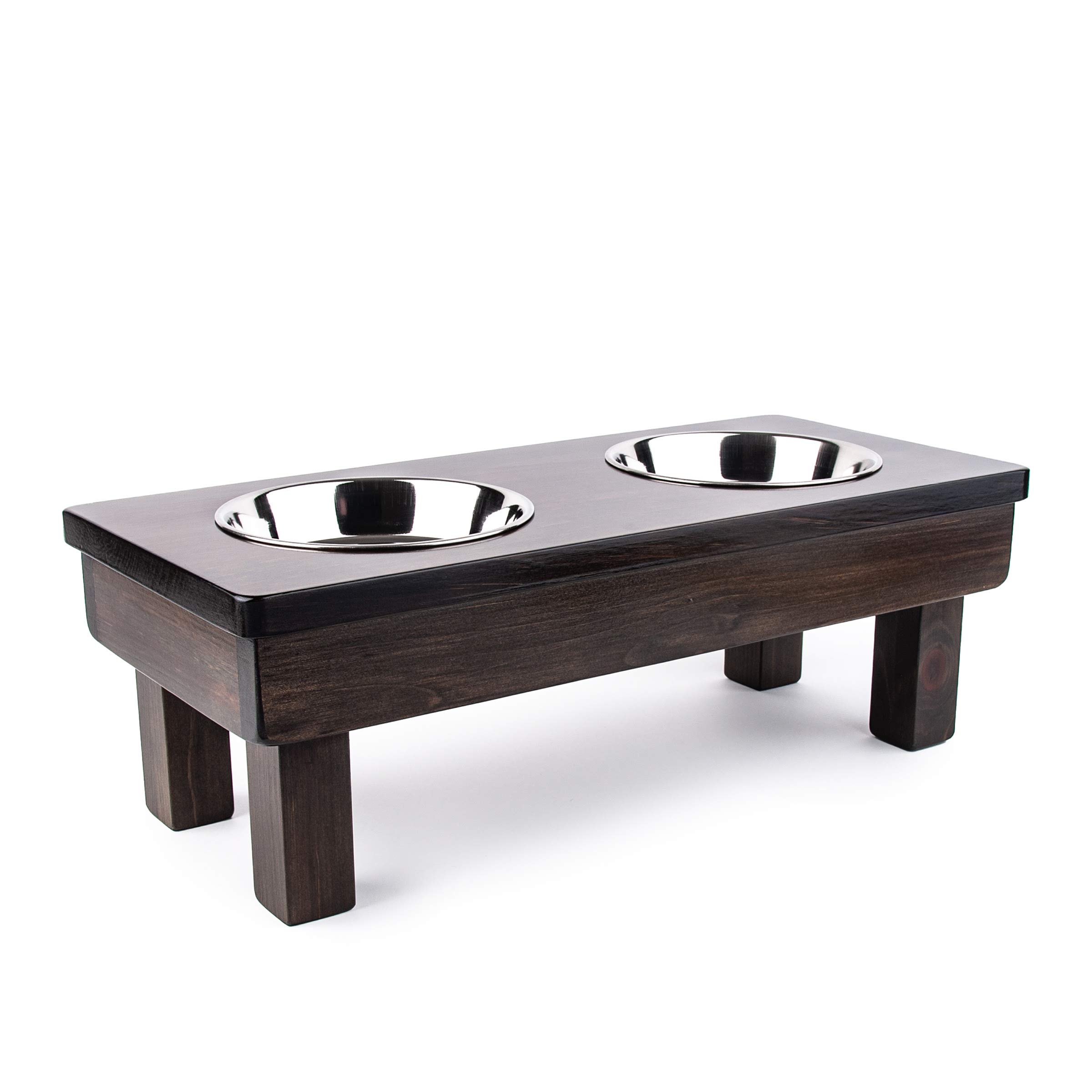 OFTO Raised Dog Single or Double Bowls - Solid Wood Cat and Dog Bowl Stands, with Embossed Stainless Steel Bowl(s) -Large, Medium, and Universal Sizes - Eco-Friendly and Non-Toxic - Made in The USA