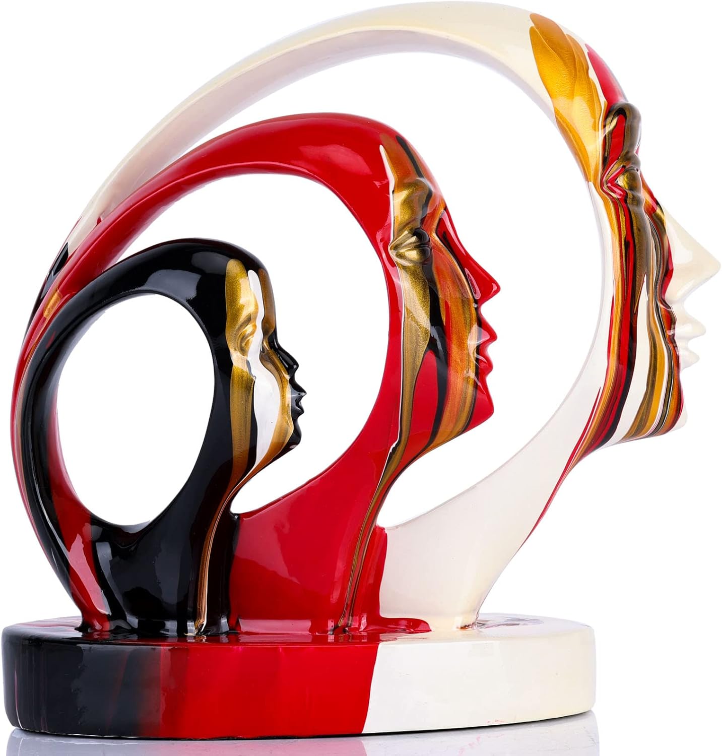 Family Figurines,Gold Red Black Decor Statue Home