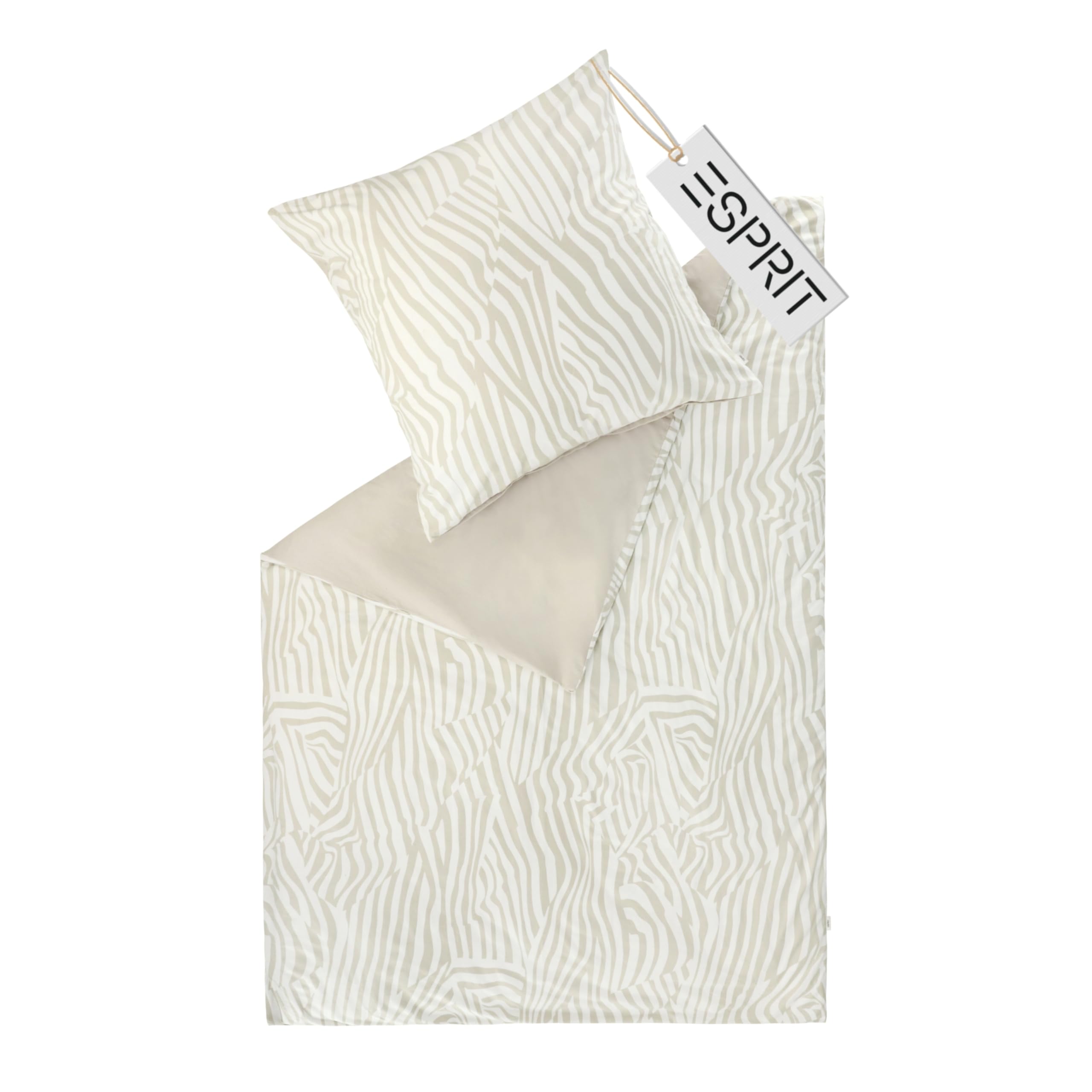 Set di biancheria da letto Esprit in cotone renforcé 135x200 beige - 1x copripiumino 135 x 200 + 1x federa 80x80 cm - Set di biancheria da letto di lusso in qualità hotel, traspirante, 2 pezzi