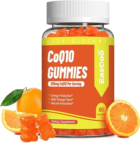 Gomitas CoQ10 de 200 mg, suplemento vegano para producción de energía, sin OMG, sin gluten (60 gomitas)