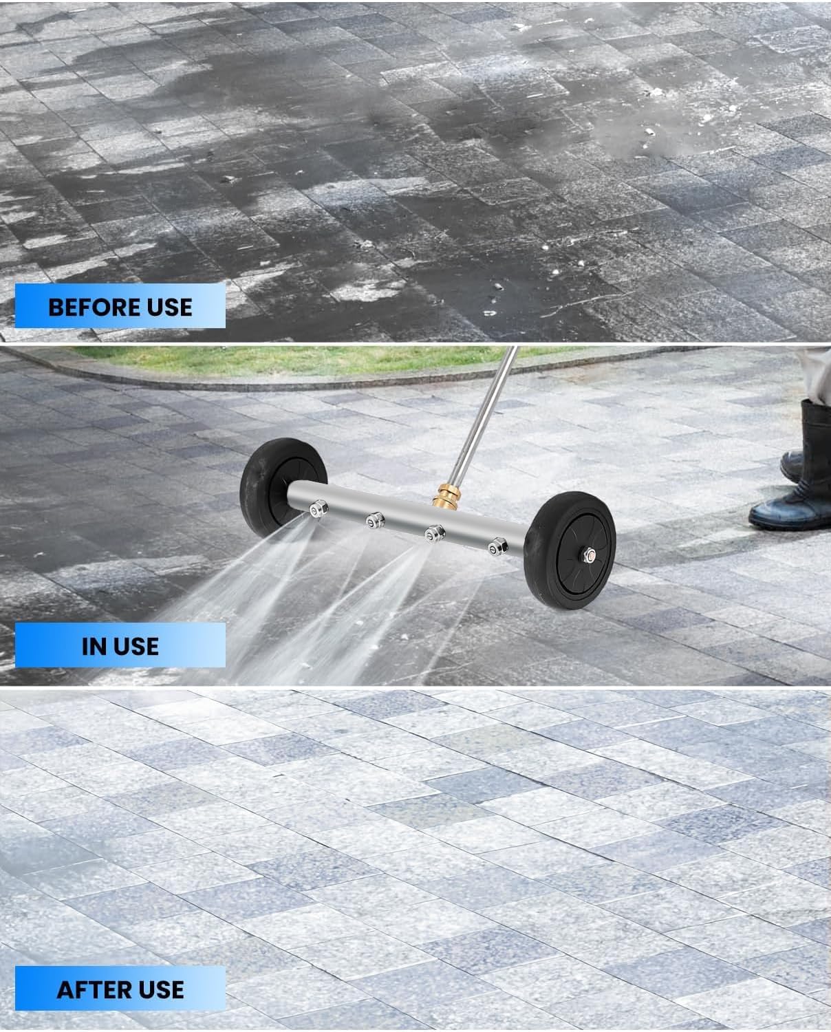 Saker Undercarriage Pressure Washer,16 Inch Pressure Washer Undercarriage Cleaner,4000 PSI Undercarriage Washer Attachment Under Car Cleaner with Pressure Washer Gun and 3 Extension Wands