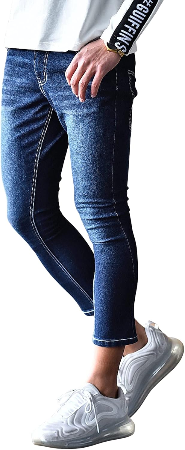 極細クロップドスキニーパンツメンズ タイト クロップドパンツ 細め 細身 スキニーパンツ スキニーデニム ストレッチ ジョーカー 即発送可能 極細クロップドスキニーパンツメンズ タイト クロップドパンツ 細め 細身 スキニーパンツ スキニーデニム ストレッチ ジョーカー 即発送可能