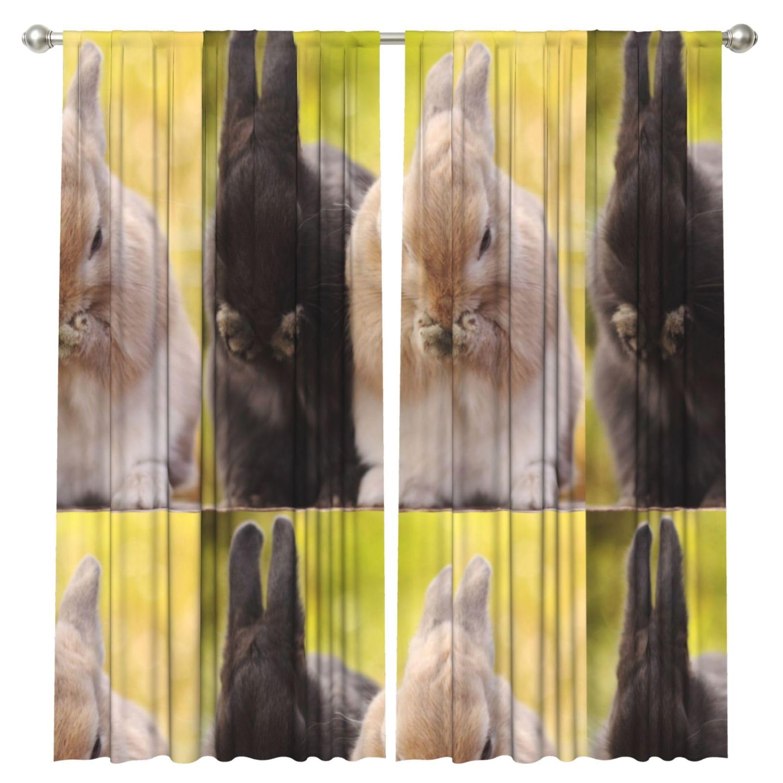 InOmak Rabbit Fluffy, 2 Panels Window Curtains 52 x 84 Inch Blackout Curtains for Living Room Bedroom