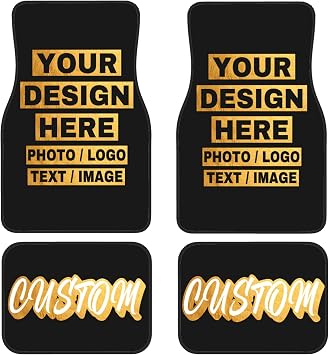 Custom Car Floor Mats Personalized Auto Interior Carpet Floor Mats Add Your Photo Logo Text Design Front Back Rear Full Set of 4 Interior Accessories Decorative Fit Most Vehicle Sedan Truck SUV