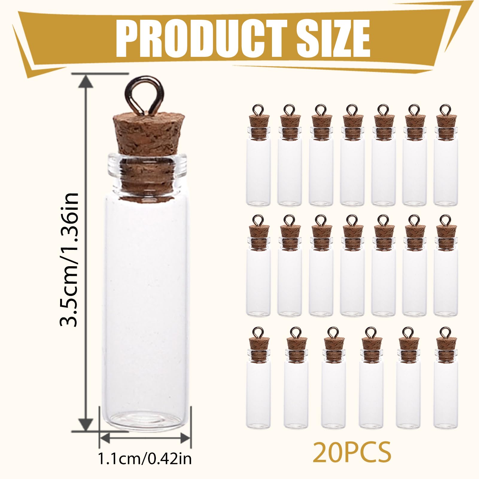 20 botellas de cristal transparente con corcho, mini botellas de cristal con corcho, botellas de poción en miniatura, botellas de ensayo