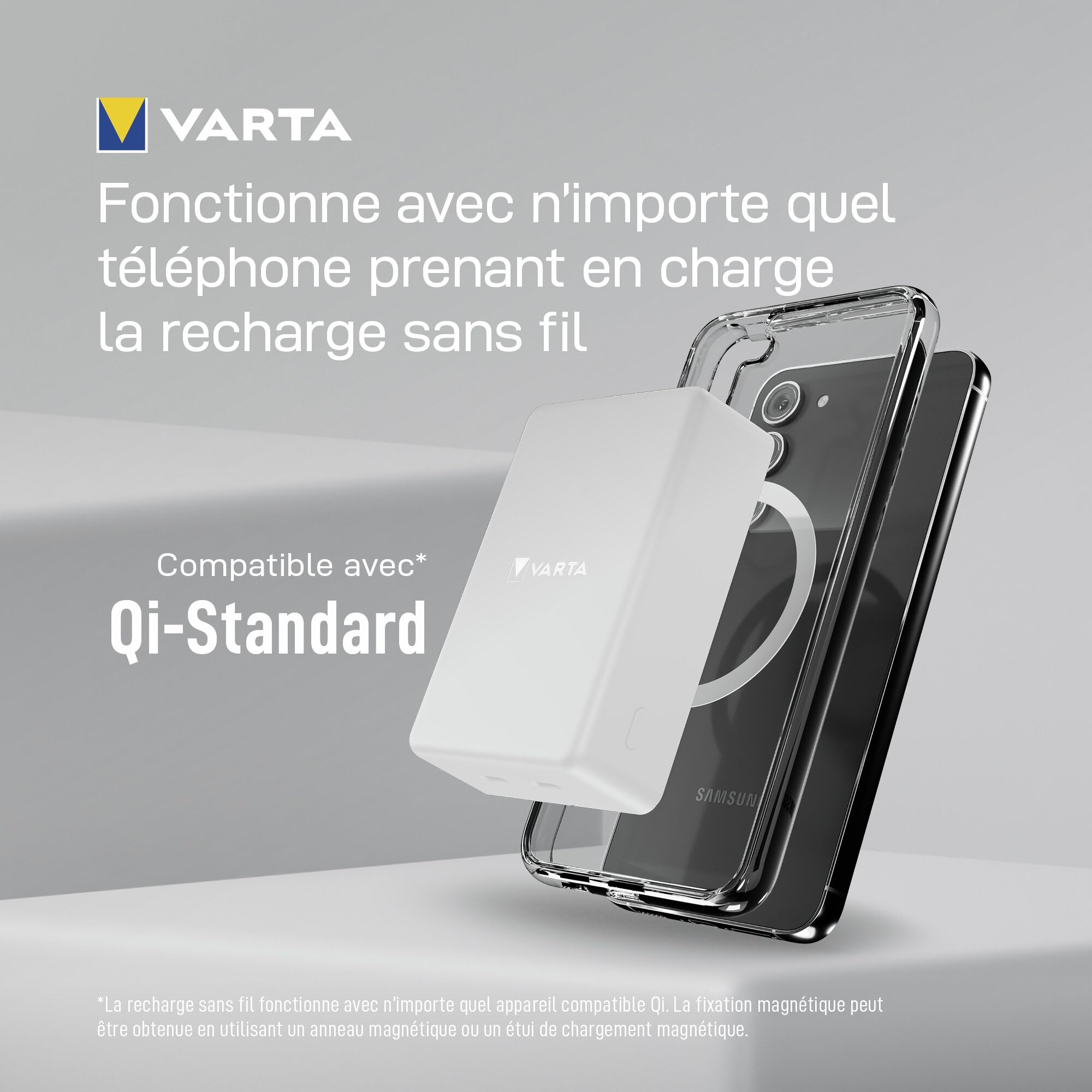 VARTA Power Bank 10000 mAh, Mag Pro, magnétique, sans Fil, Coloris Blanc