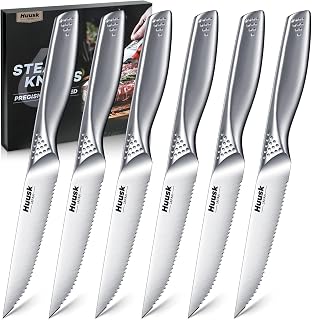 Best for traditional serrated sharpness: Huusk Steak Knives Set of 6