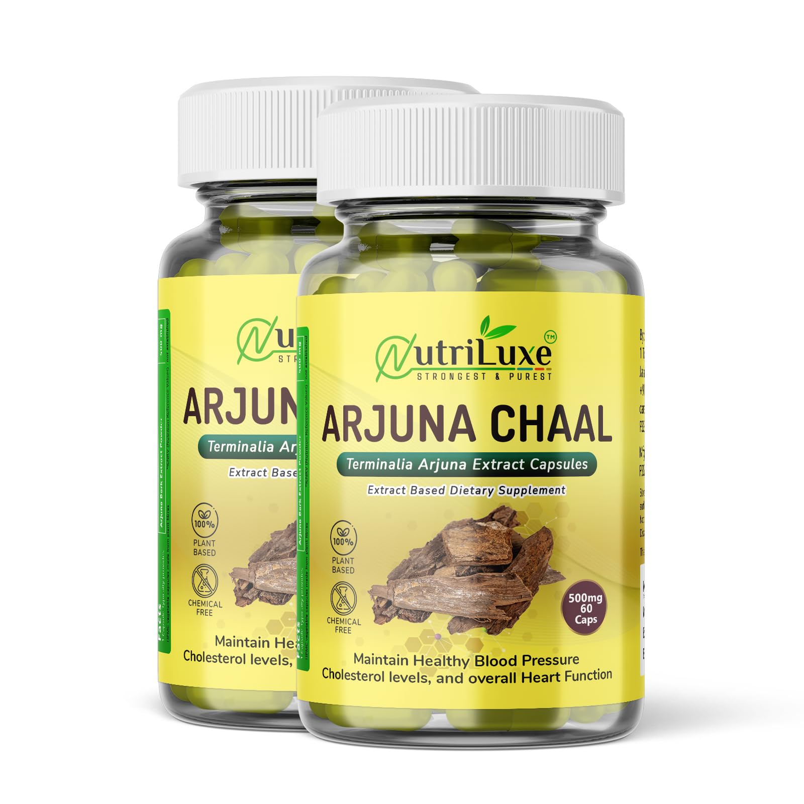 Nutriluxe Arjun ki chaal Extract Capsules | 2 x 500mg x 60 Caps ...