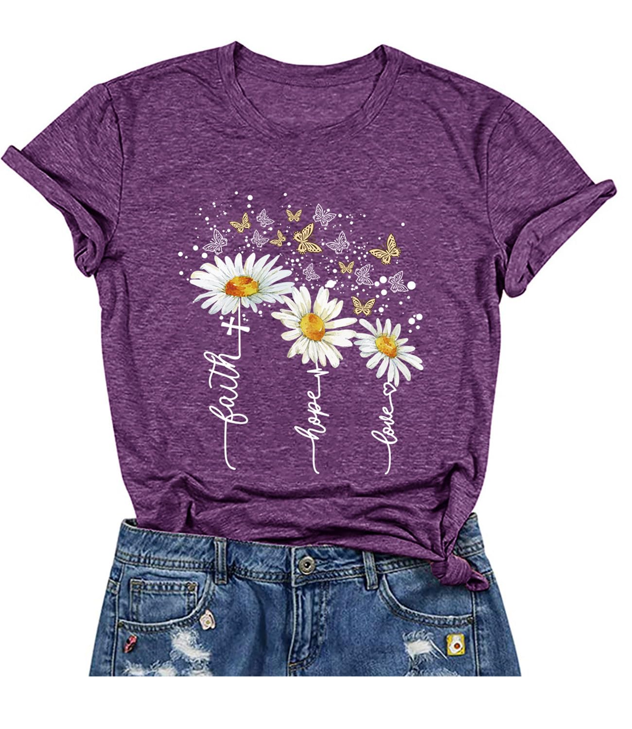 BAOKUAN Women's Summer Round Neck Short Sleeve Print Casual Tops Cute Fashion Funny Tshirt