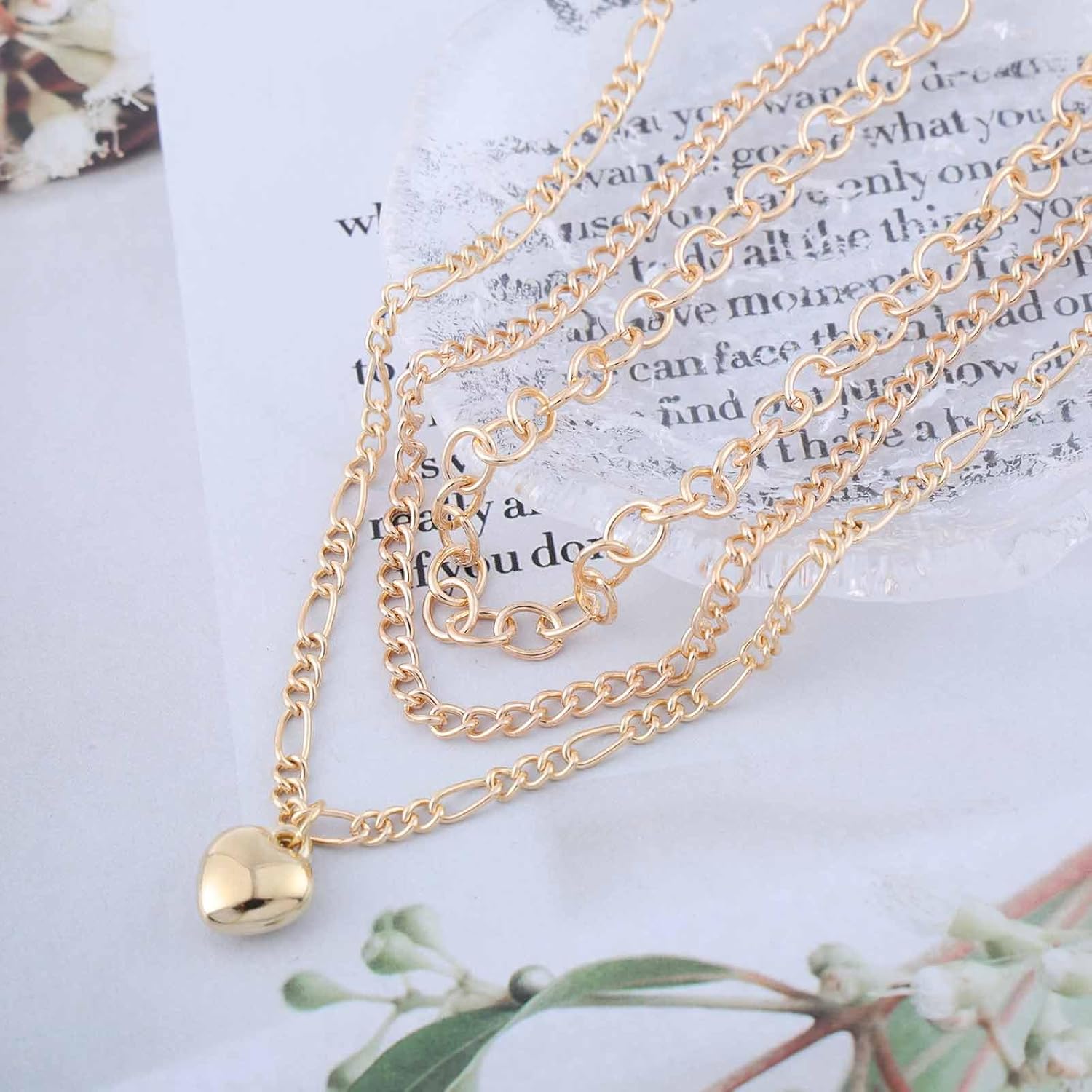 Boho Layered Heart Choker Necklace Vintage Love Heart Necklace Silver Puffy Heart Pendant Necklace Multilayered Heart Chain Necklace Jewelry for Women - Image 4