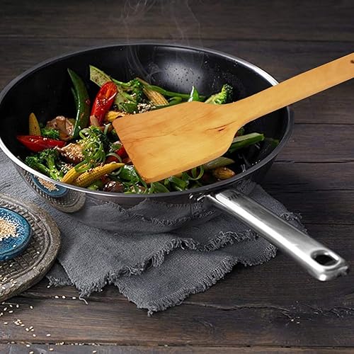 Miniatura 4 de Espátula de madera para mezclar y cocinar, juego de espátulas de cocina de madera, ideal para volteador, paquete de 2