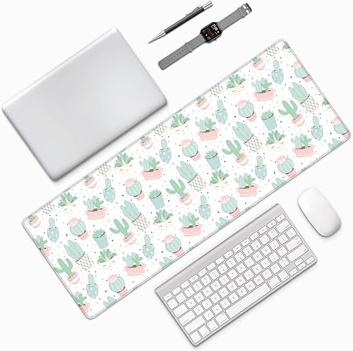 Miniatura 2 de AoHanan Alfombrilla de mouse grande con bonito diseño de cactus y suculentas, alfombrilla de mouse para teclado extendido, alfombrilla de escritorio
