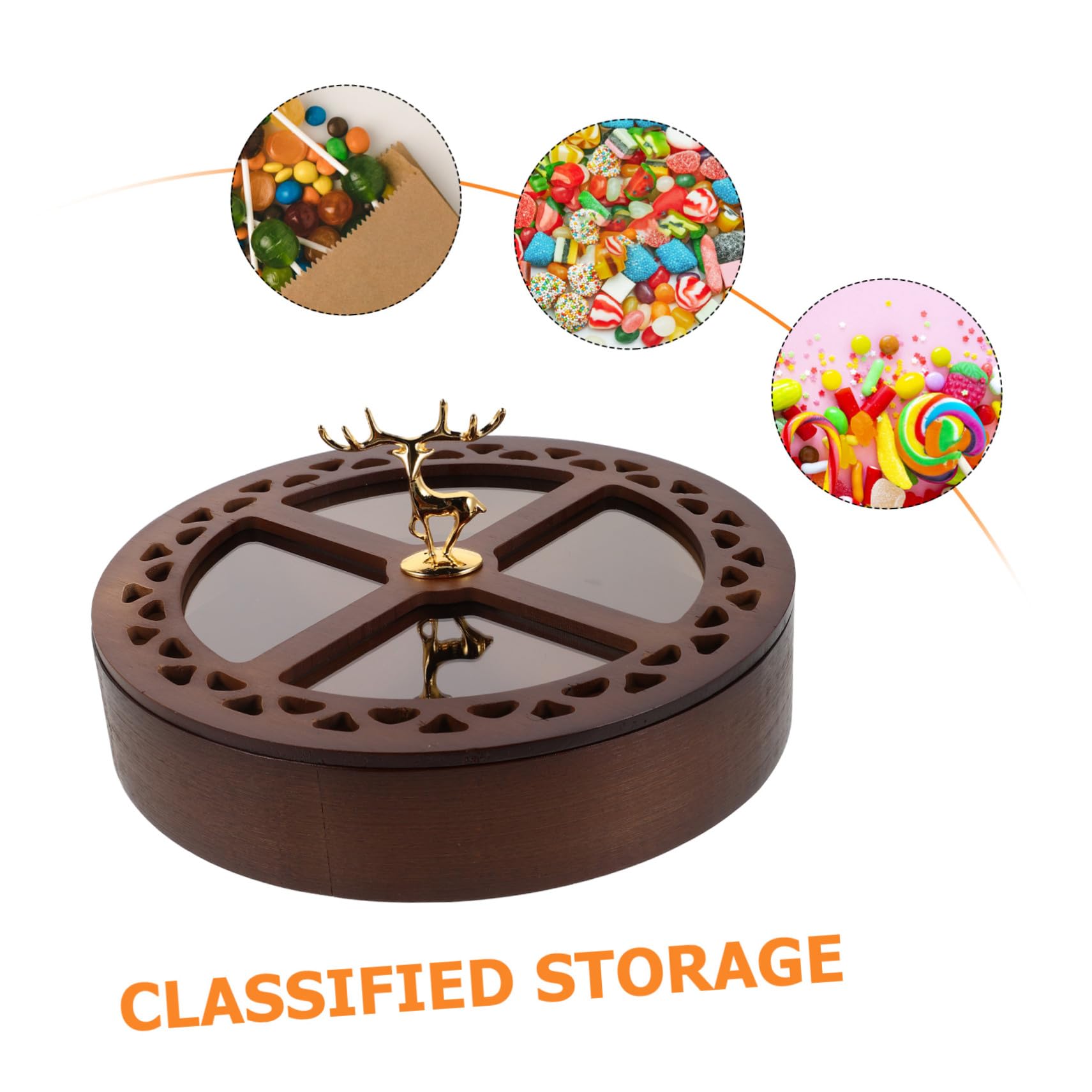 NUOBESTY Plateau à Fruits avec Couvercle et Compartiments Boîte à Noix et Bonbons Plat de Service pour Fruits Secs et Noix