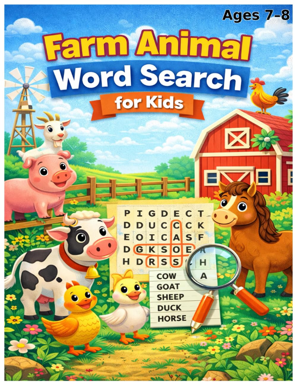 Farm Animal Word Search for Kids (Ages 7–8)