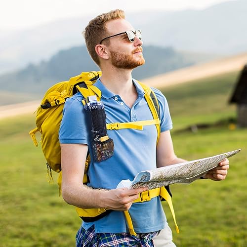 Miniatura 7 de Riakrum 2 soportes para botellas de agua para mochila plegable de malla para agua y aperitivos, bolsa ajustable, accesorios tácticos, portabotellas