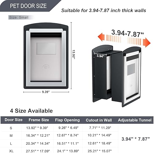 Miniatura 5 de FreeStanding Puerta de gato para pared, puertas de gato con marco de acero con túnel telescópico, solapas dobles magnéticas y 2 paneles de bloqueo
