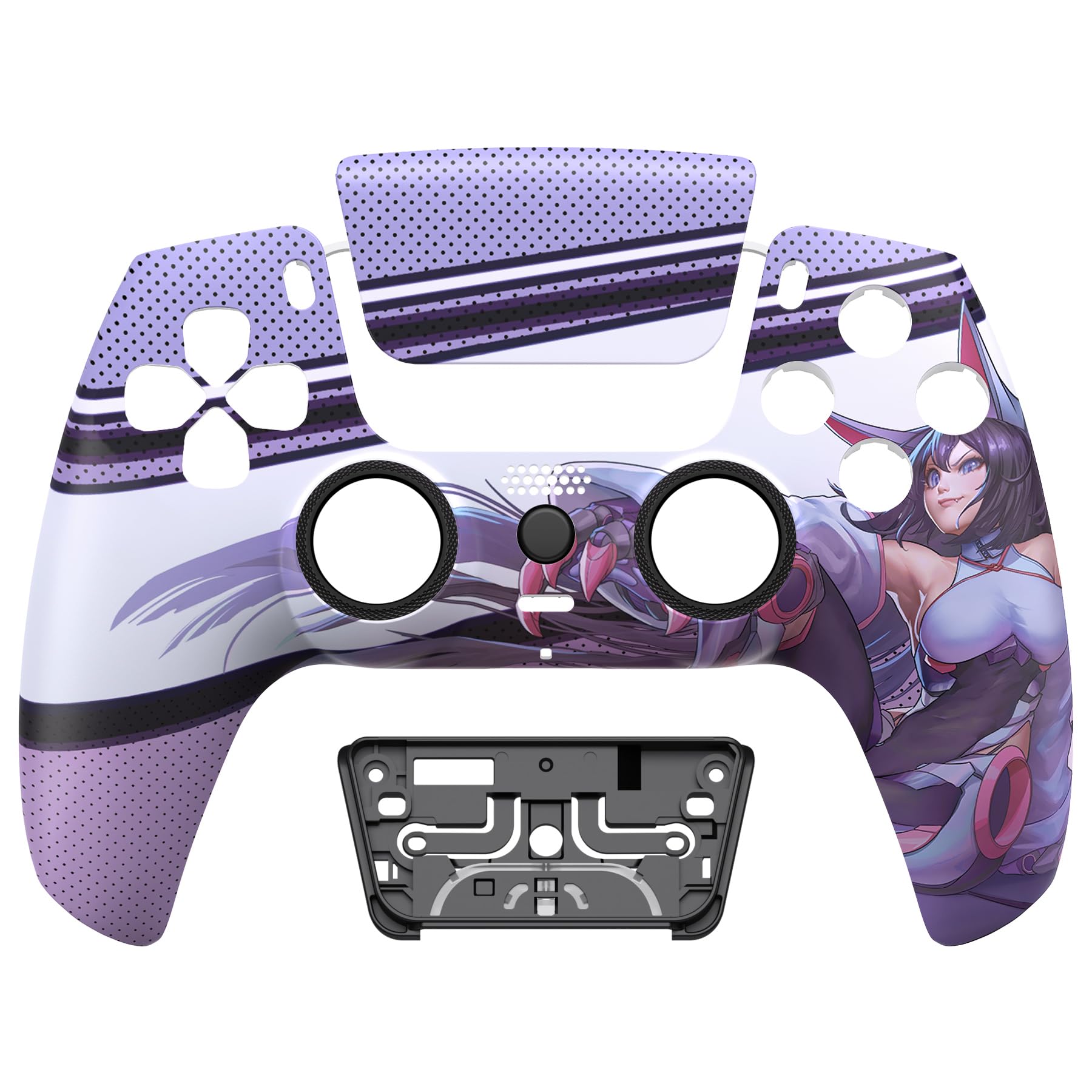 eXtremeRate Luna Cover per ps5 Controller Joystick,Shell Frontale Touchpad Ricambio,Scocca Ridisegnata&Anelli per ps5 Joypad BDM 010/020/030/040/050-Neko Mecha