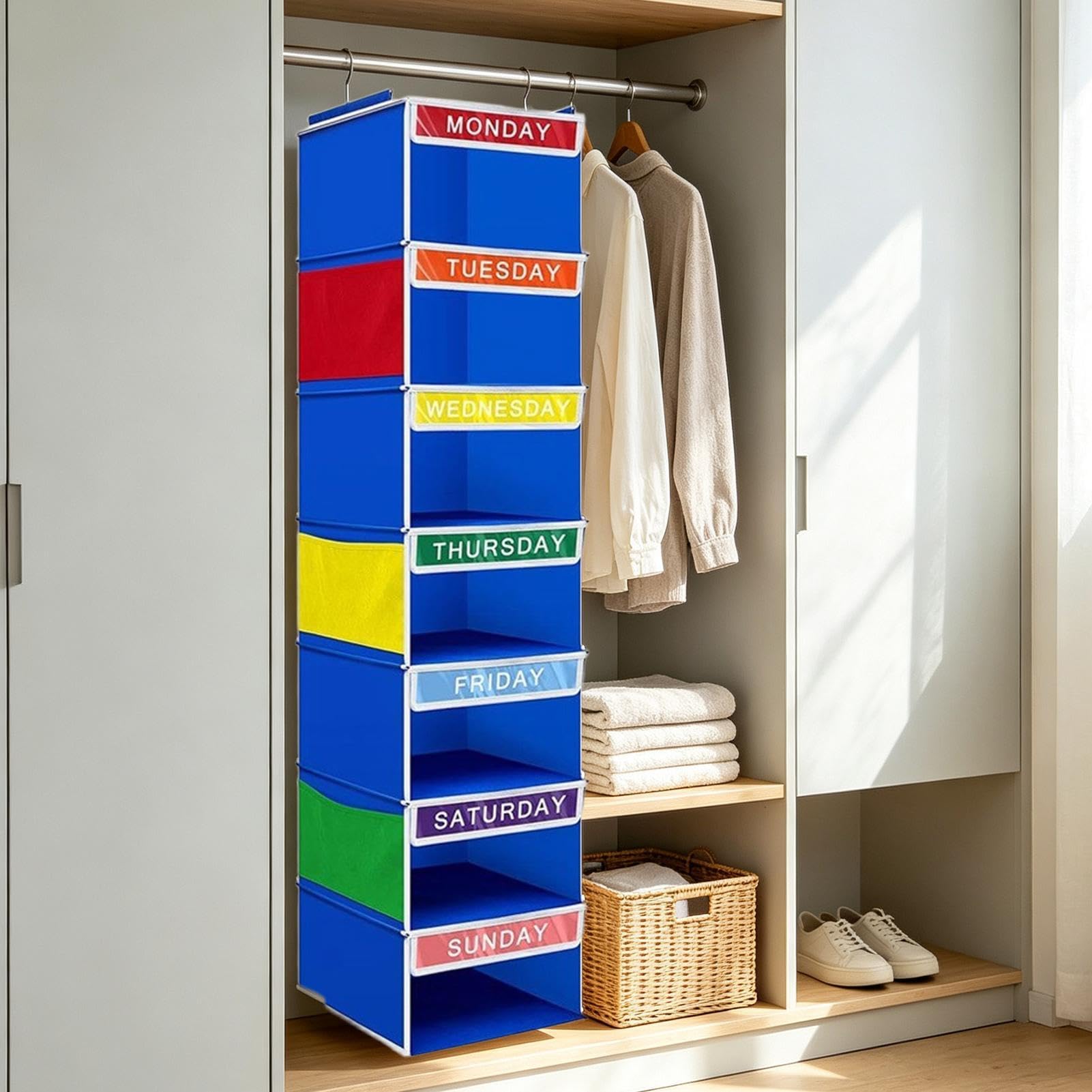 Organiseur de vêtements pour Cintre portable à étagères pliables pour la