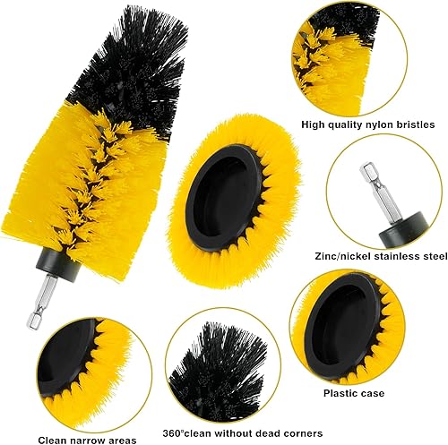 Miniatura 3 de 8 Pcs Drill Brush Attachment Set, Power Cleaning Scrub Brush Kit with Extend Long Attachment, All Purpose Drill Scrub Brushes for Car, Grout, Floor,