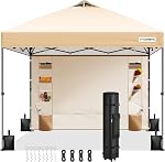 VIVOHOME 10x10 Canopée de pop-up facile, tente d'écran extérieur avec un mur latéral, et sac à roulettes pour les événements de la fête de pique-nique de camping de triage, blanc