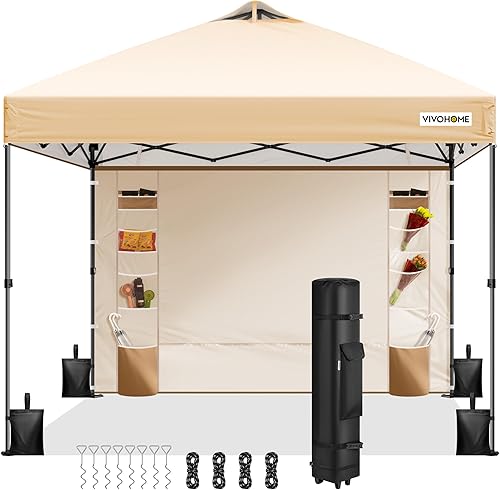 Miniatura 14 de VIVOHOME Tienda de campaña con pantalla desplegable fácil de 8 x 8 pies, toldo para exteriores, 2 puertas con cremallera y bolsa enrollable para