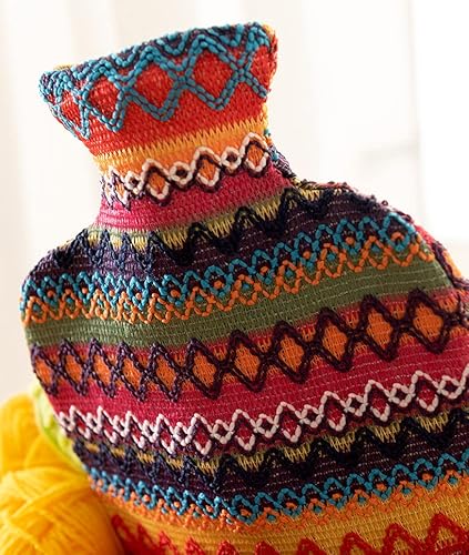 Fashy 6757 25 2007 Wärmflasche mit Bezug im Peru - Design 2.0 L, braun - rosa, Bunt