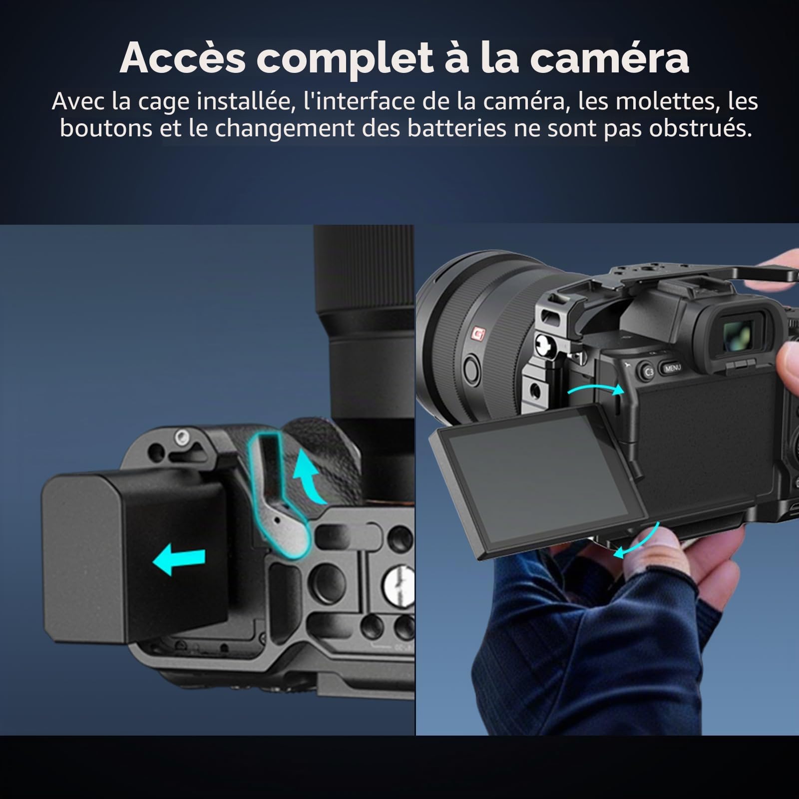 SMALLRIG Kit de Cage à Libération Rapide HawkLock pour Sony Alpha 7R V/Alpha 7 IV/Alpha 7S III/Alpha 1 / Alpha 7R IV/Alpha 7 V, Cage Complète avec Poignée Supérieure et Pince de Câble - 3668C