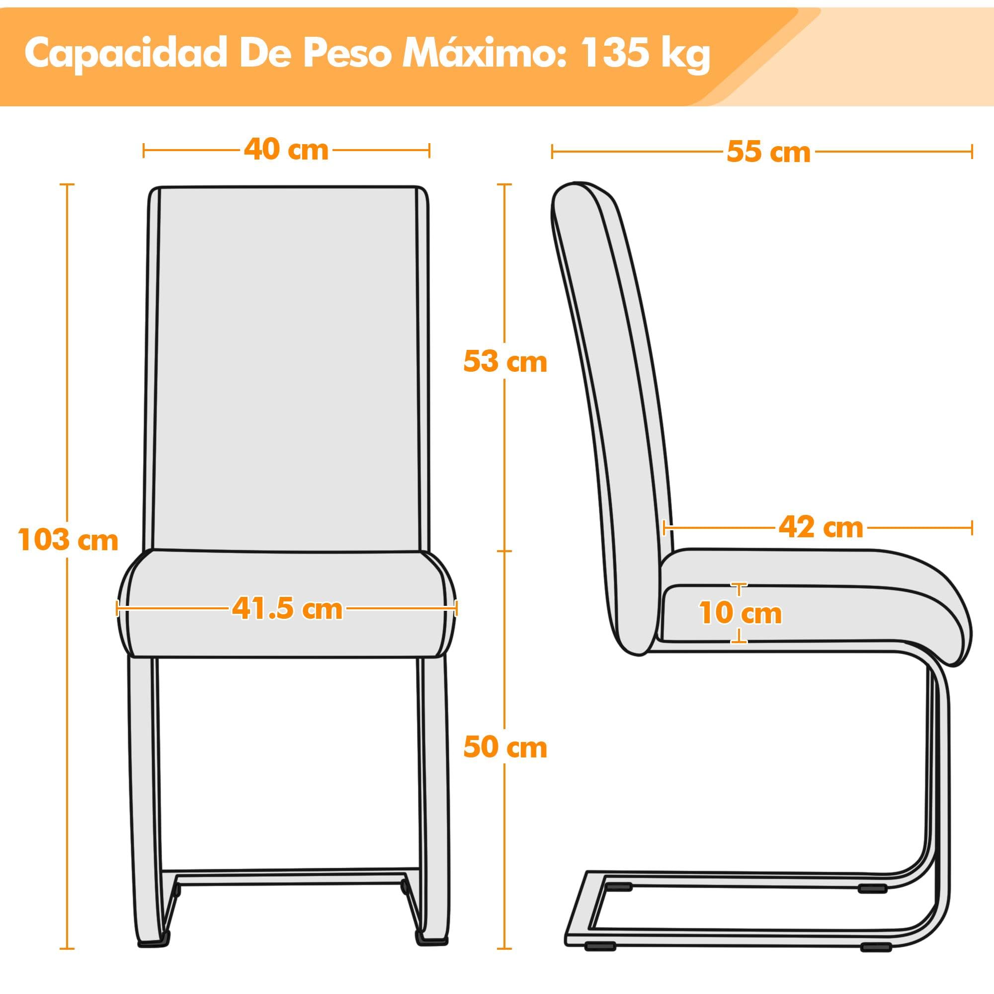Yaheetech 2 Piezas Sillas de Comedor Sillas de Oficina Conferencia Altura 47cm MAX Carga 135kg Blanco