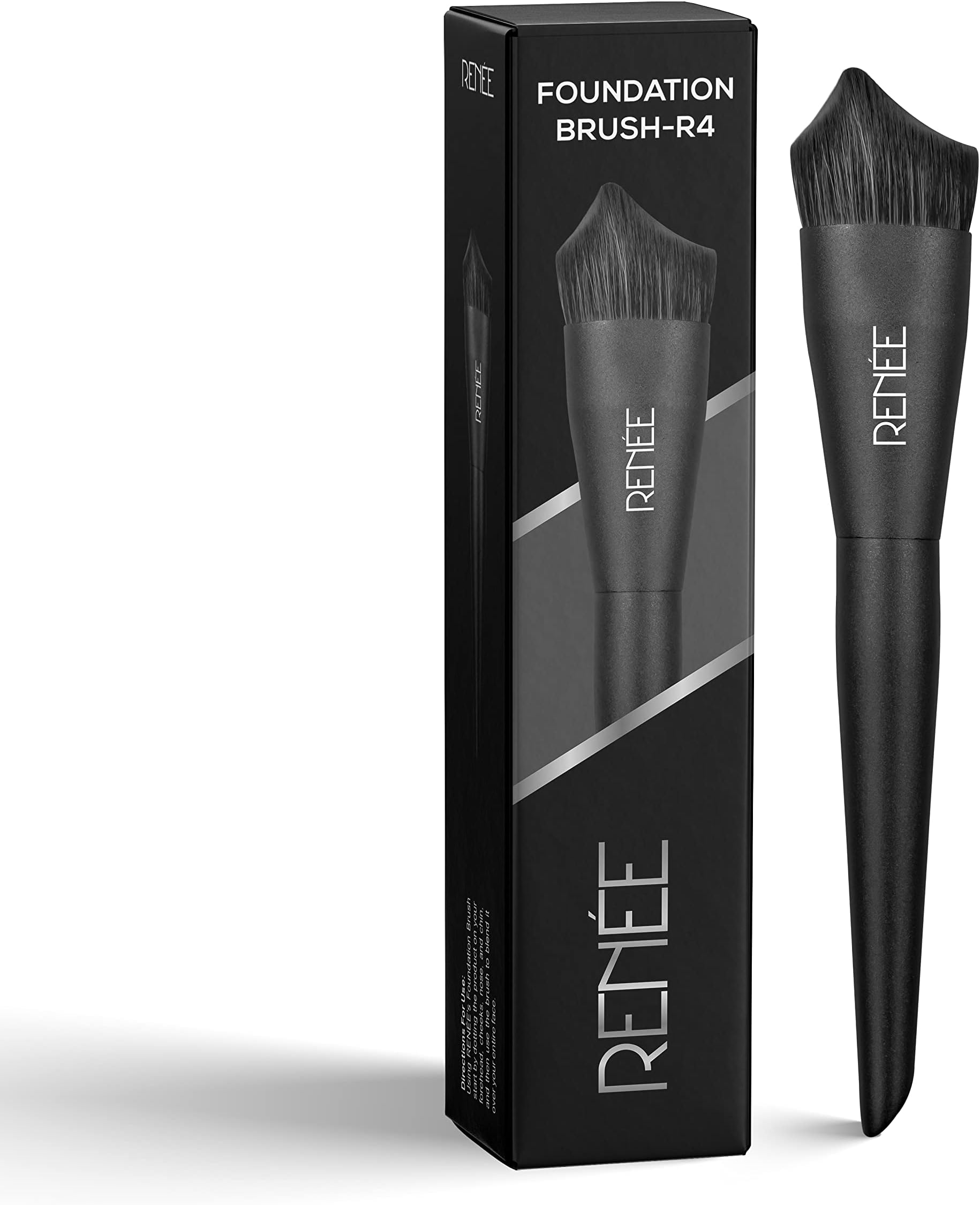 Professional Makeup Brush with Easy-to-Hold, Ultra Soft Bristles for Precise Application & Perfectly Blended Look, Foundation Brush R4, 1Pc - Black