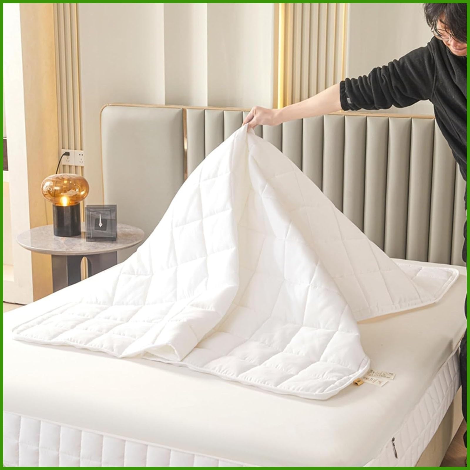 Coprimaterasso Singolo Matrimoniale Con Cerniera Copri Materasso 1 Una Piazza E Mezza,Fodera Per Materasso 120x190/160x190/120x200 Imbottito Personalizzabile Trapuntato(Bianco,160x190x20cm)