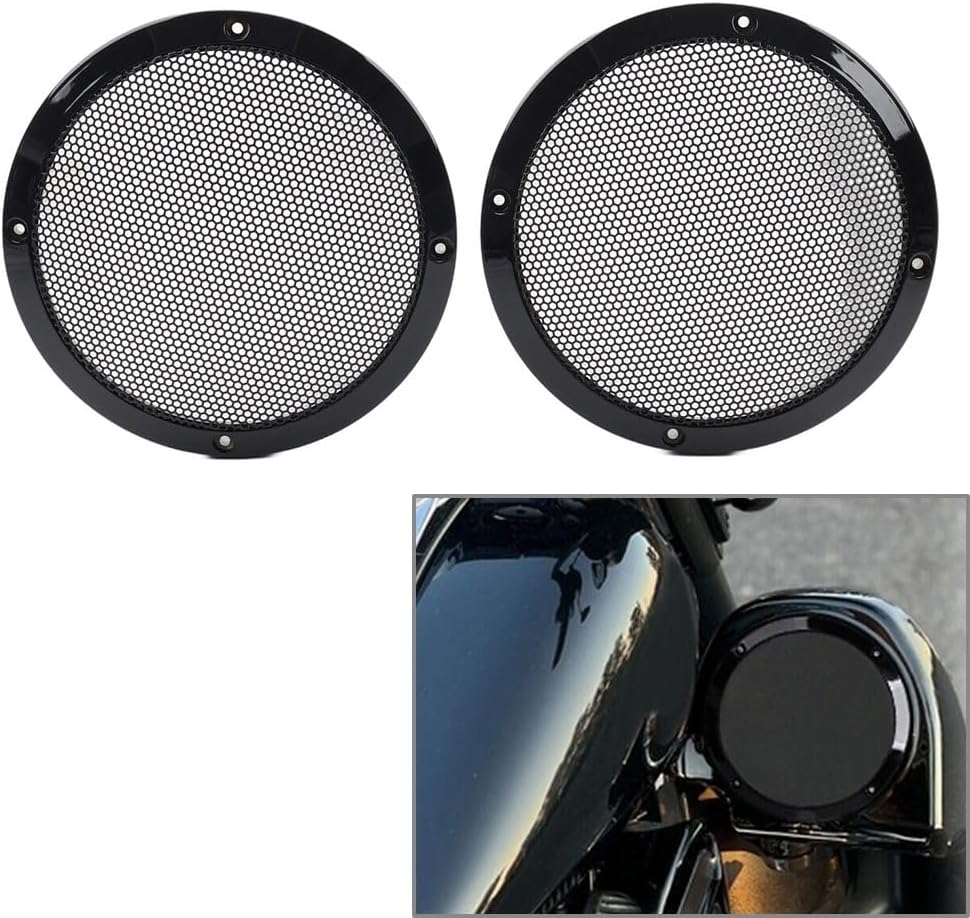 GZYF 6.5" Saddlebag Lid Speaker Fairing Grill Cover ABS Black for Harley for Touring 1983-2023 Motorbike