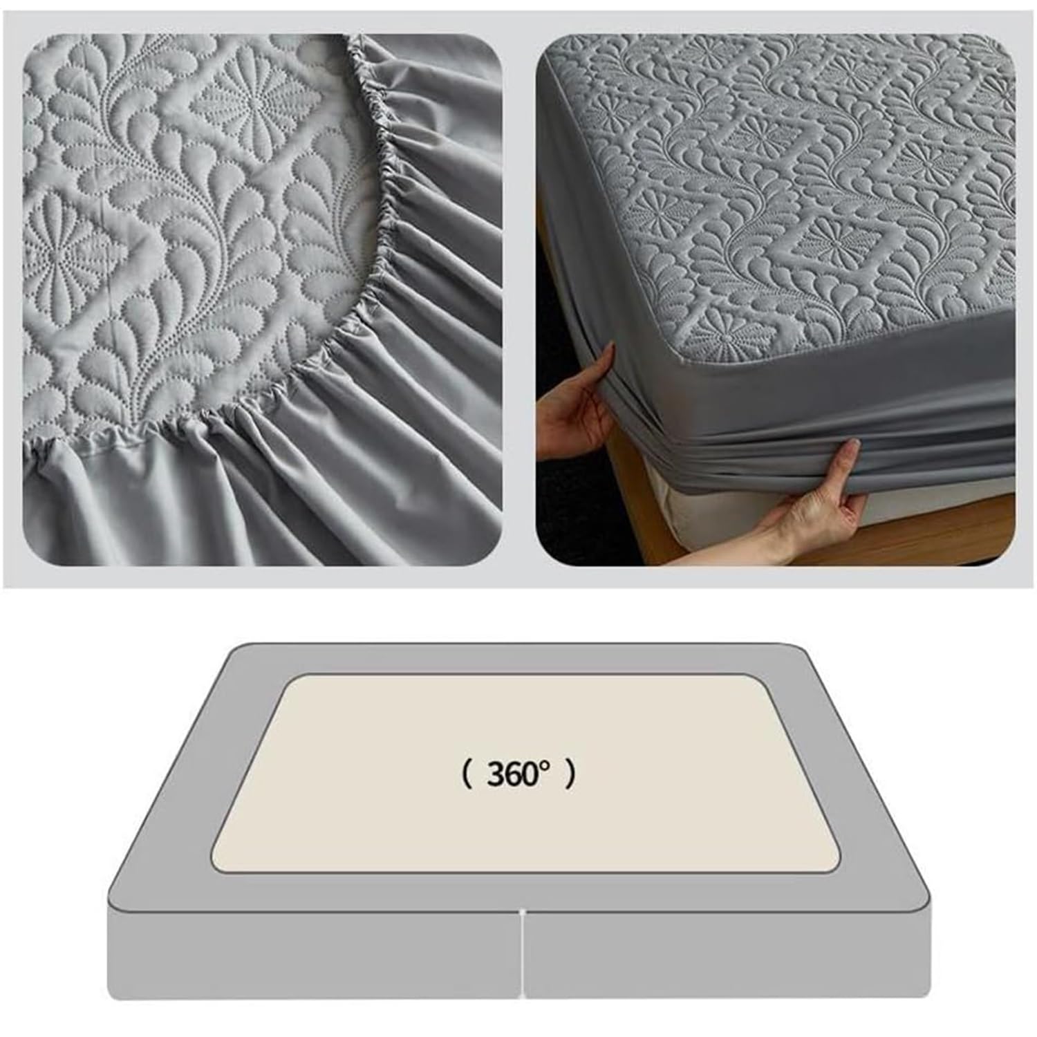 Coprimaterasso Morbido, Impermeabile, per Letto Matrimoniale, con Angoli Profondi da 30 cm, Traspirante e Silenzioso (Kaki, 198 * 203 cm)