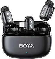 Microfone Lapela Boya Mini-14 USB-C Sem Fio Preto, Áudio Profissional Gravações e Lives, Compativel Dispositivos USB-C, Discreto e Portátil, Ideal para Profissionais e Criadores de Conteúdo