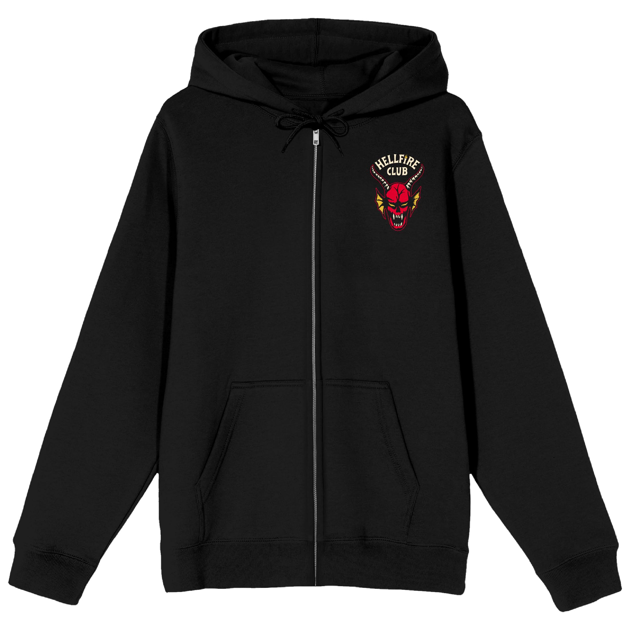 Bioworld Stranger Things Hawkins Hellfire Club Demon Skull Adult Black Long Sleeve Zip-Up Hoodie