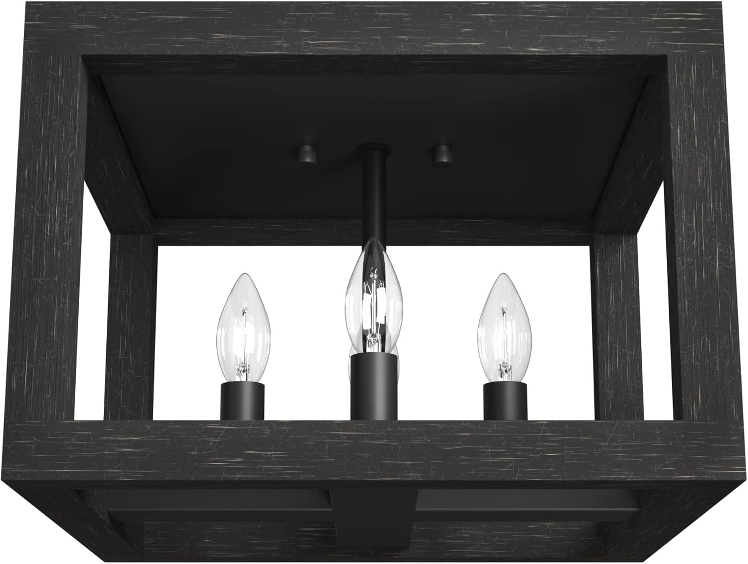 Hunter - Squire Manor 4-light Matte Black, Medium Size Flush Mount Light, Dimmable, Modern Style, for Bedrooms, Kitchens, Dining, Living Rooms - 19088